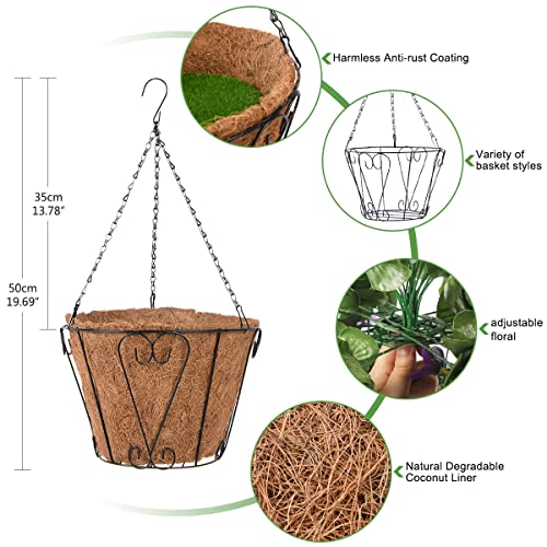 Inqcmy Artificial Hanging Flowers In Basket For Patio Garden Decor,Artificial Hanging Plant In Basket,Coconut Lining Hanging Baskets With Begonia For The Decoration Of Outdoors And Indoors (Purple) #TOP4