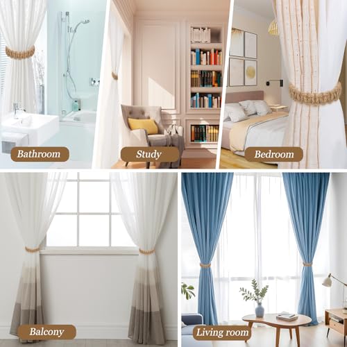 4 Stück Boho Vorhang Raffhalter, Vorhanghalter Geflochten Gardinenhalter für Zuhause Draußen Schlafzimmer