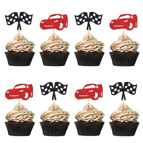 ShuanQ Race Car Cupcake Toppers