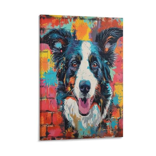 Toile Border Collie pour salon, une déco murale chaleureuse et moderne signée TNSGHAVED