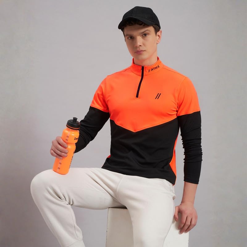 Image of ATICX Polyester Full Sleeve Compression High Turtle Neck Sports Jersey T Shirt for Men - Quick Dry Fit Gym Workout Top for Running, Swimming, Training, Cycling, Football, Badminton