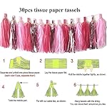 30pcs Paper Tassels Garland Banner Tissue Paper Tassel DIY Hanging Paper Decorations Party Tassel Garland Decor Baby Shower Nursery Wedding Festival Baby Shower Decoration(30, Pink Set) - Image 2