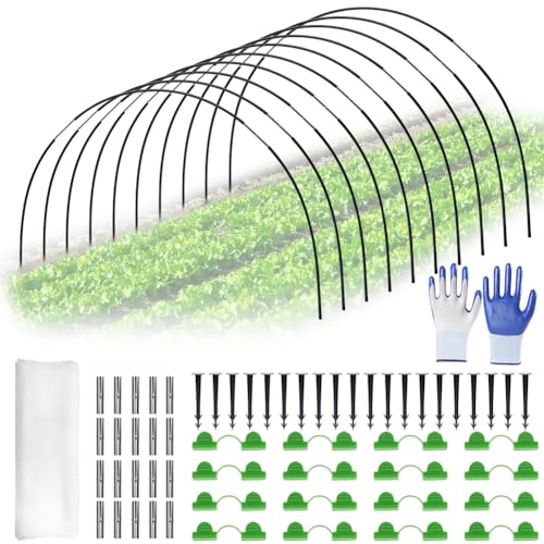30 Pezzi Archi per Serra Orto, Archetti per Orto con Guanti Archi-Giardino Archi per Tunnel Orto, Cerchi da Giardino per Serra, Archetti per Serra da Orto