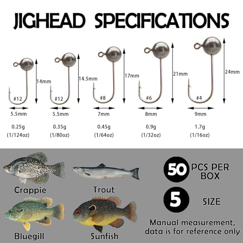 image for EUPHENG 50pcs Fly Tying Jig Head Kit - Jig Heads for Fly Fishing, DIY 