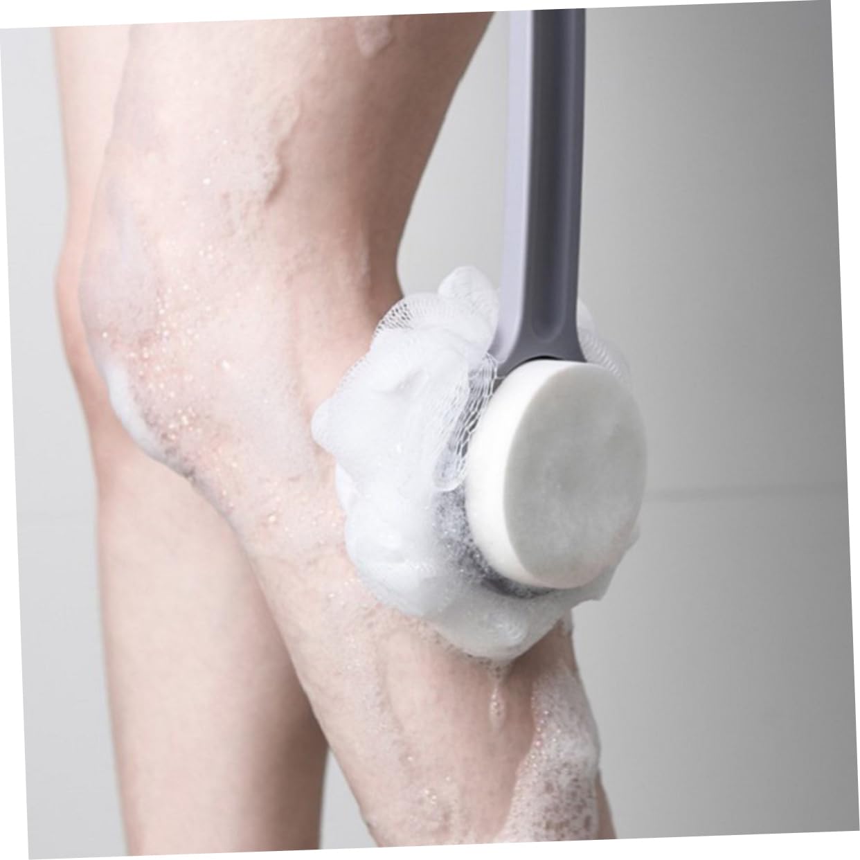 PACKOVE 1Pc Long Handled Bath Brush Dual Sided Exfoliating Back Scrubber for All Skin Types Effortless Cleaning and Massaging for Daily Shower Use Gray