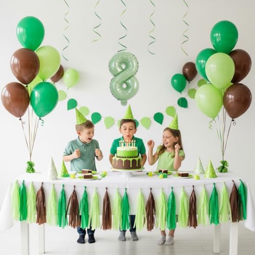 Image of TONIFUL Number Balloons 16 Inch Sage Green 2 Set 0-9 Number Mylar Foil Balloons 20 Pcs Olive Green Custom Digital for Boho Birthday Forest Party Graduation Baby Shower Anniversary Decorations