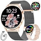 Smartwatch Donna 1,32' AMOLED Ultra Sottile con 2 Cinturini e 2 Caricatori Inclusi, Chiamate Bluetooth, IP68, 120+ Modalità Sportive, Monitoraggio Sonno e Ciclo Mestruale, Compatibile Android e iOS