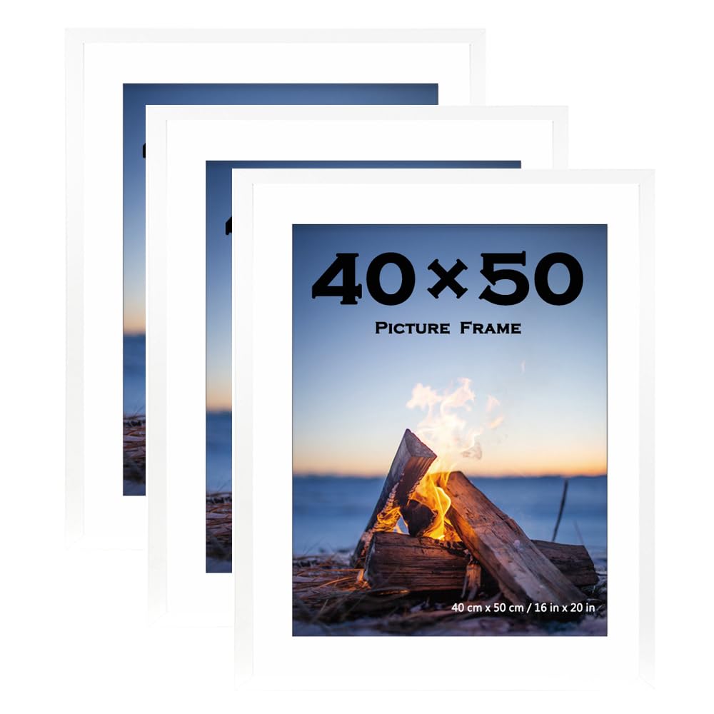 Scholar Tree 40x50 Picture Frame White with Mounts 40x50cm Frame Wall Mountable,3 Pack โ image 1