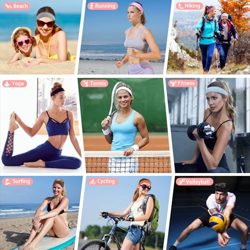 Firrenty Bandanas femininas 10 peças antiderrapantes, faixas de cabelo modernas de 10 cores, faixas