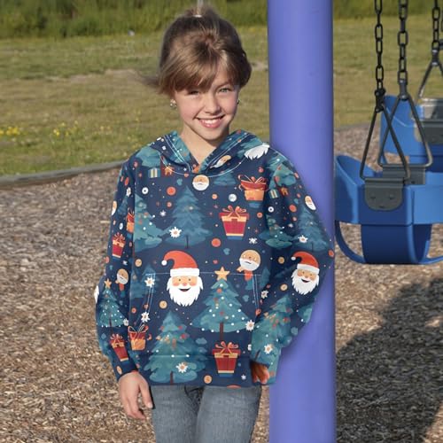 Kids Hoodies Sweaters Christmas Xmas Santa Claus Hooded Sweatshirts with Big Pockets for Boys Girls B04003674