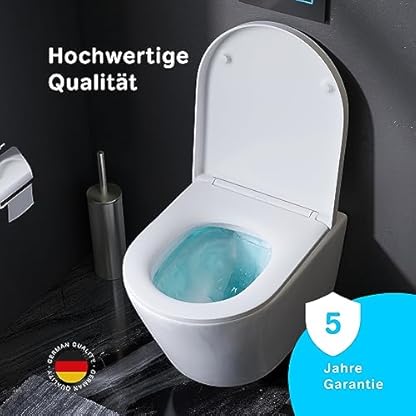 AM.PM Spülrandloses WC mit Softclose Toilettensitz, Toilette für Gäste-WC, Hänge-WC CNA1700SC Flash FlashClean aus Keramik, Wand-WC, 390mm kurz, Weiß – Bild 4