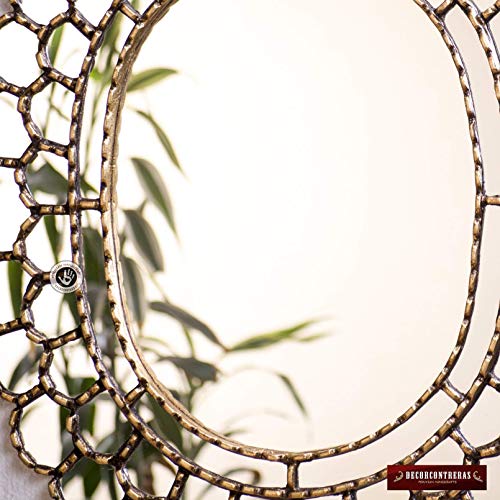 Peruvian Oval Gold Wall Mirror 23.6"Hx19.7"W Decorative - Accent Mirror With Gold Leaf For Wall Art Room Decor, Bathroom, Living Room #TOP2