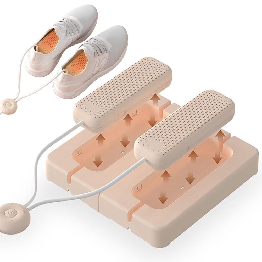 Scaldascarpe pieghevole 2 in 1, scalda scarponi elettrico portatile con timer a 4 marce, design termostatico 55 ℃, asciuga scarponi for scarpe, guanti, calzini, mantiene le calzature asciutte e prive