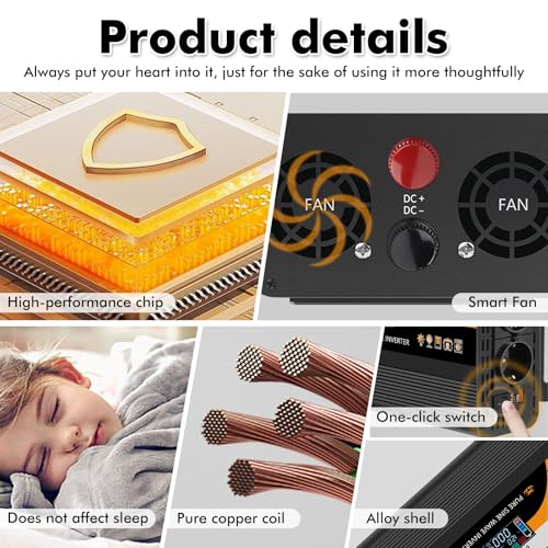 800w Wechselrichter 12v Auf 220v Reiner Sinus Spannungswandler, Mit 1 EU-Steckdose Und 2 USB Autoladegerät, Dc Sinus Wechselrichter Stromumwandler Mit Zigarettenanzünderstecker