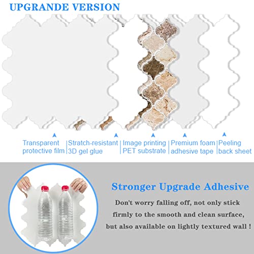 Thicker, Waldecoo Arabesque Peel And Stick Wall Tiles, Premium Brown 3D Self Adhesive Tile Stickers Stick On Backsplash For Kitchen, Marble Peel And Stick Backsplash For Kitchen (10 Tiles, 12”× 12”) #TOP4