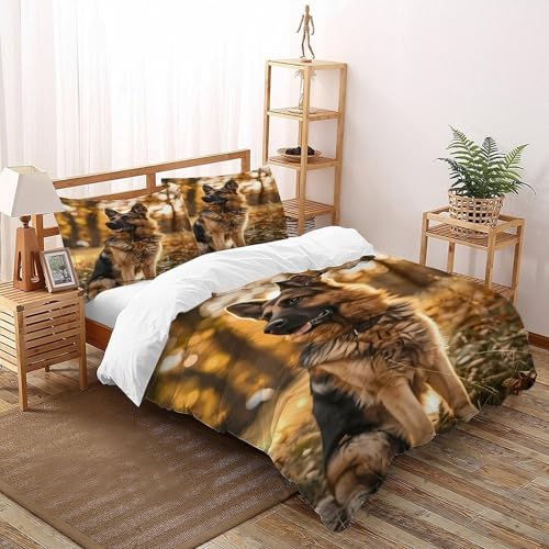 Parure de lit housse de couette animaux 3D microfibre automne Super King