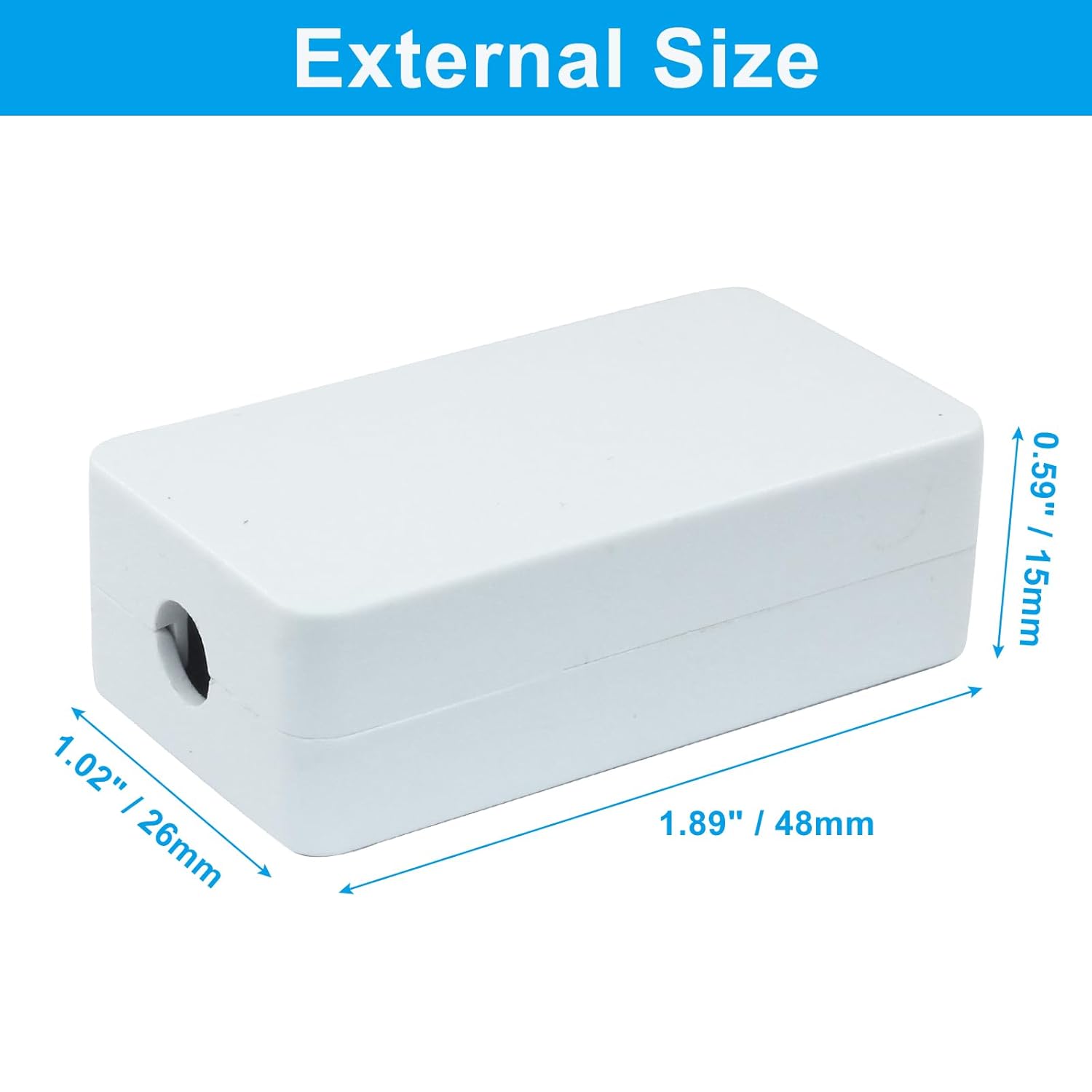 5 Pieces Project Box Small ABS Plastic Junction Box Electrical Project Case White 1.89 x 1.02 x 0.59 inch (46 x 28 x 15 mm)