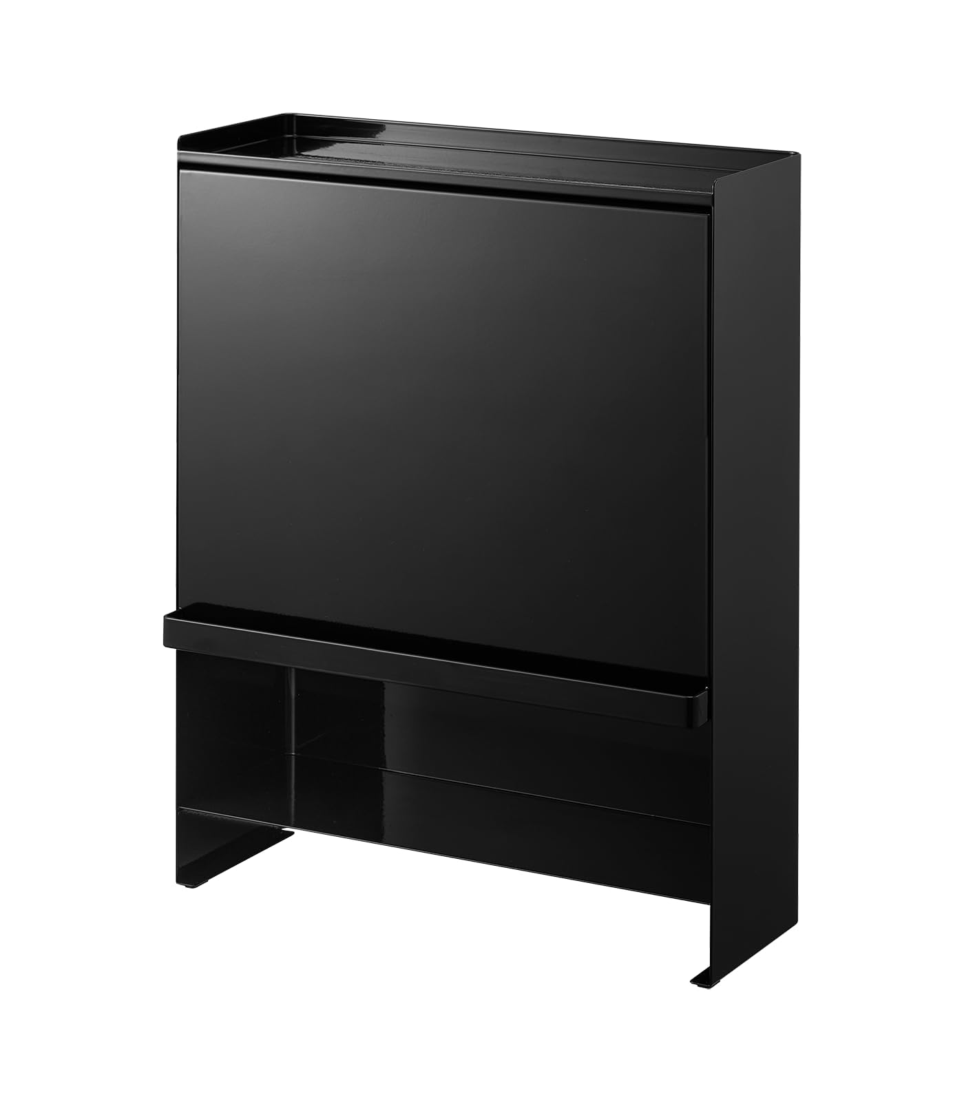 Amazon｜前が開く 隠せる 調味料ラック ブラック 約W38×D16.3×H49.2cm