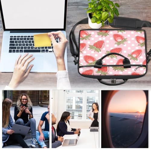 Funda para laptop con diseño de fresa, 15 pulgadas, para mujeres y hombres, maletín delgado para oficina y viaje miniatura 6