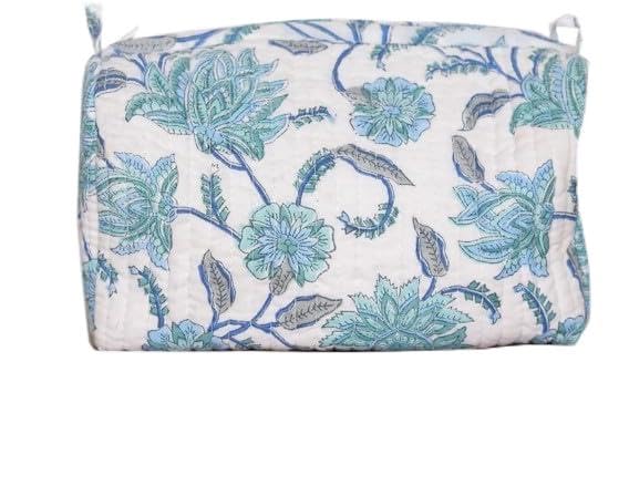 Image of Toiletry Travel Bag | Men's Shaving Kit & Women's Makeup Pouch | 23.5 x 11.5 x 17.5 cm | White Blue