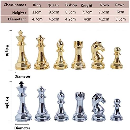 Miniatura 3 de PZFC Juego de ajedrez grande de metal plegable portátil de madera para niños y adultos principiantes juego de mesa, regalos de alta gama