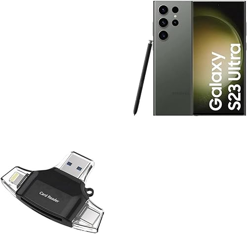BoxWave Smart Gadget compatible con Samsung Galaxy S23 Ultra - AllReader Lector de tarjetas SD, lector de tarjetas microSD Compact USB para Samsung