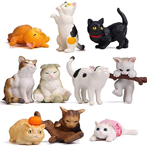 Buy 10pcs Realistic Cat Figurines Kitty Figures Toy Set Mini Cat Figure