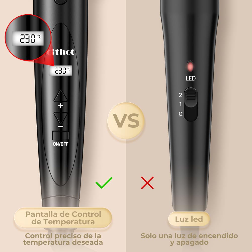 Rizador Pelo 5 en 1 Tenacillas Pelo Pinzas Temperatura Regulable 80 °C - 230 °C Plancha Pelo Ondas con Pantalla LCD Ondulador de Pelo Ceramico Guante Incluido