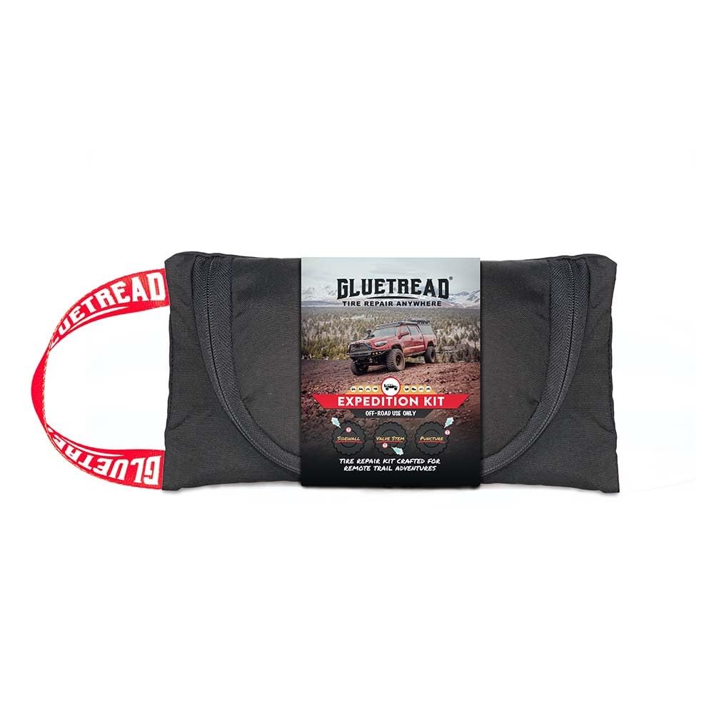 Kit de reparación de neumáticos GlueTread Expedition All Inclusive Off-Road para reparación de cualquier tipo de pinchazos o pinchazos, incluye parches de reparación de neumáticos laterales, tapones y