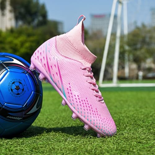 Men's High Top Breathable Soccer Shoes Indoor Outdoor Lightweight Shock Cleats Resistant Training Boots Professional Turf FG Sport Athletic Ground Football Boots Soccer Soccer2