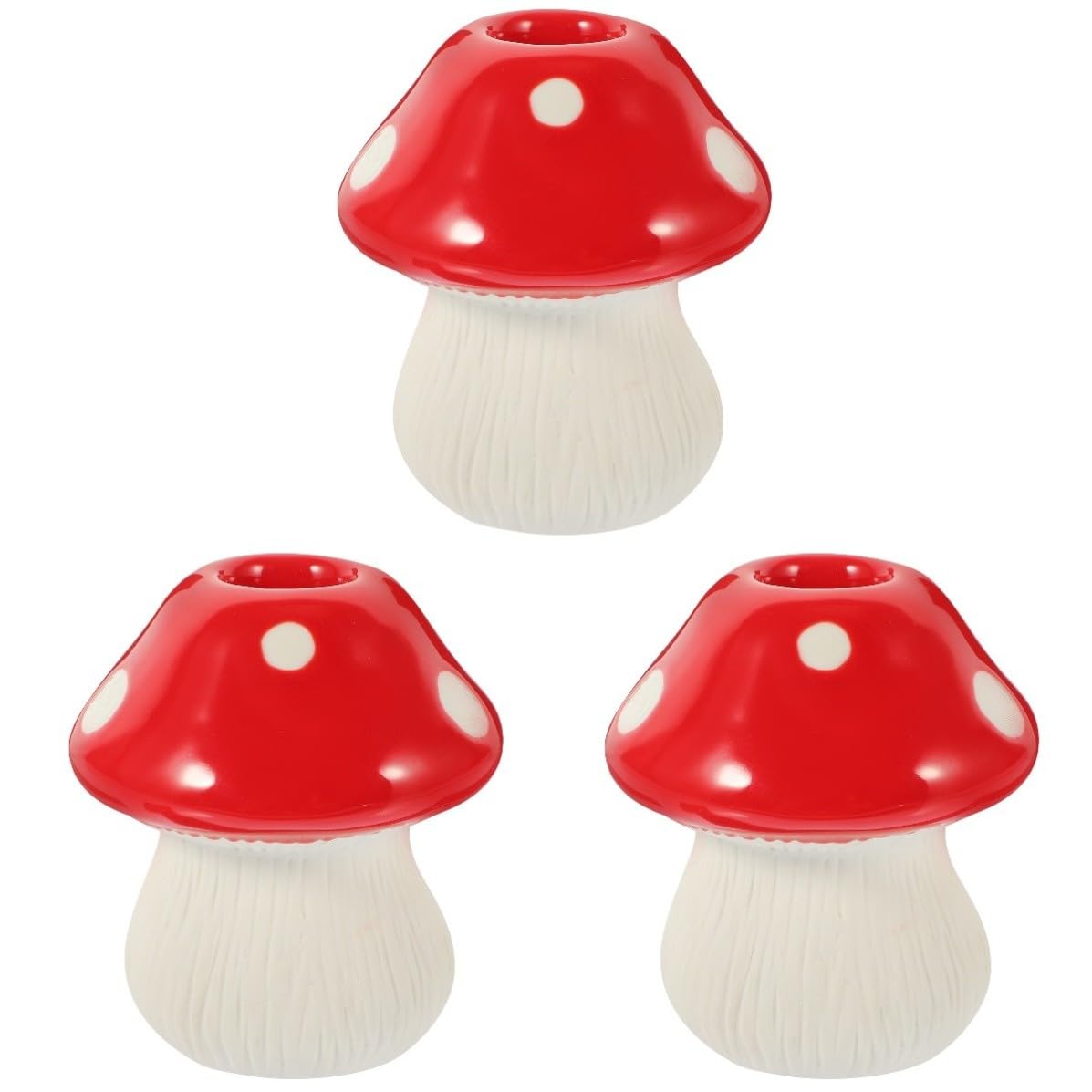 Didiseaon 3 Piezas Candelabro en Forma de Hongo de Cerámica Roja para Mesa