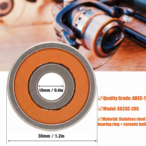 S623C-20S 3x10x4mm Ceramic balls bearing Stainless Steel ABEC-7 for fishing line reel Shaft,waterproof and dustproo