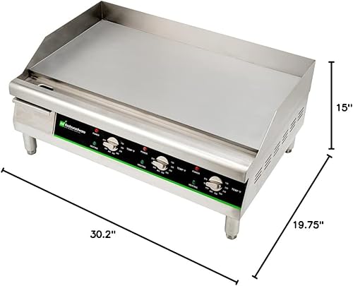 Miniatura 10 de Restaurantware Hi Tek - Plancha eléctrica, 1 plancha duradera para encimera, 208240 V, operación de 3375-4500 W, plancha de acero inoxidable, con