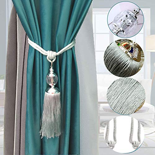image for Shuweienphant Curtain Tiebacks Tassels Drapery Tie Backs Beads Ball Cu