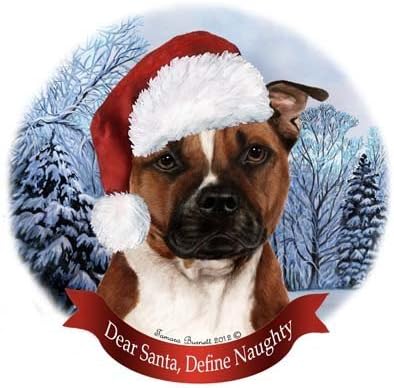 Ornamento de porcelana para árbol de navidad, diseño de perro con gorro de santa