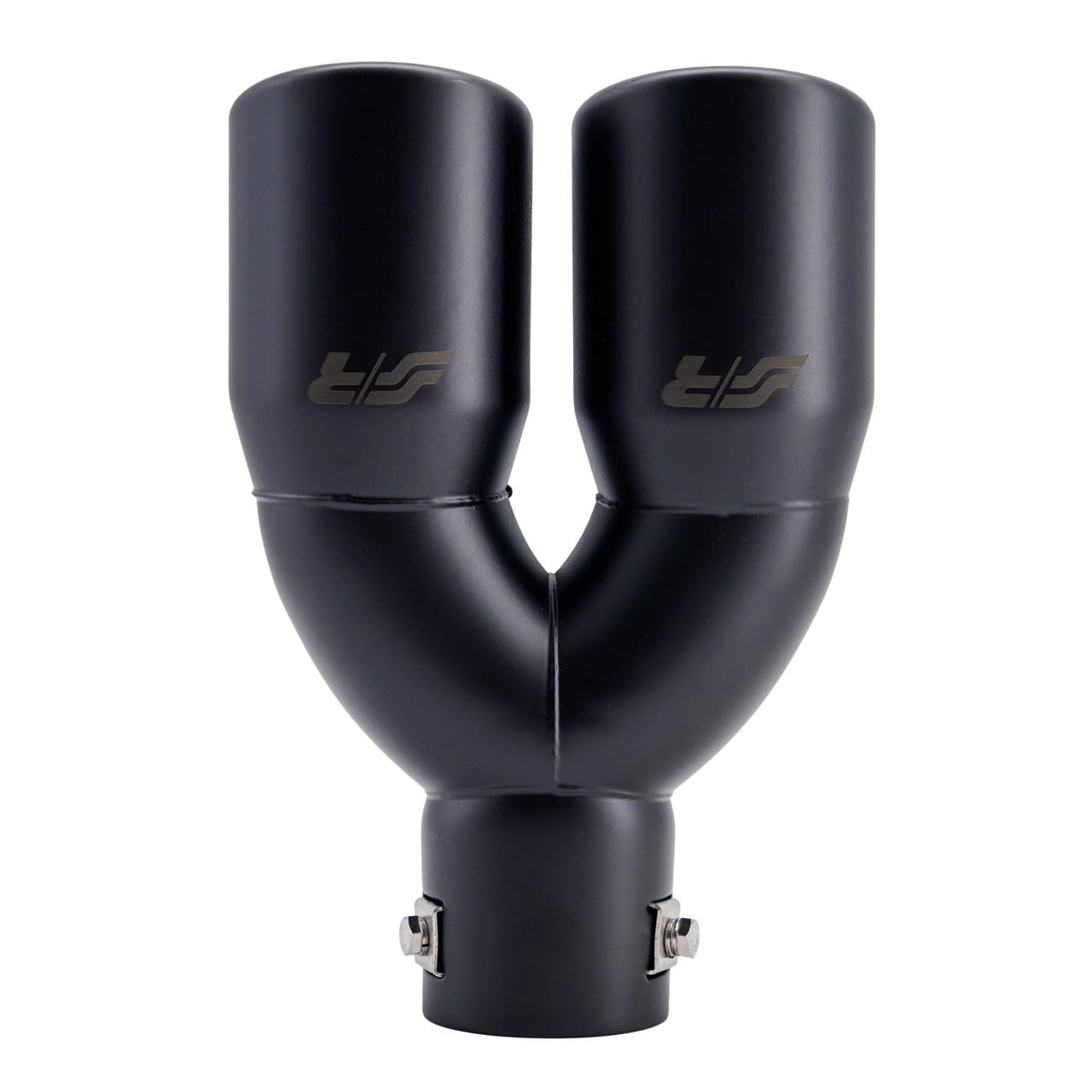 Simoni Racing Auspuffblende Doppel Rund/Schräg Edelstahl Schwarz - Ø76xL230mm - Anschluß ->58mm
