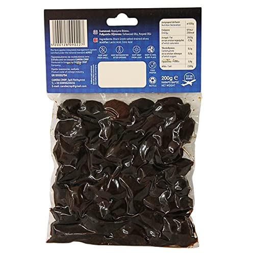 Candia Crop Griechische Schwarze Gesalzene Abgelassene - Throuba Oliven, 5er Pack x 200g (Ingesamt: 1 kg)