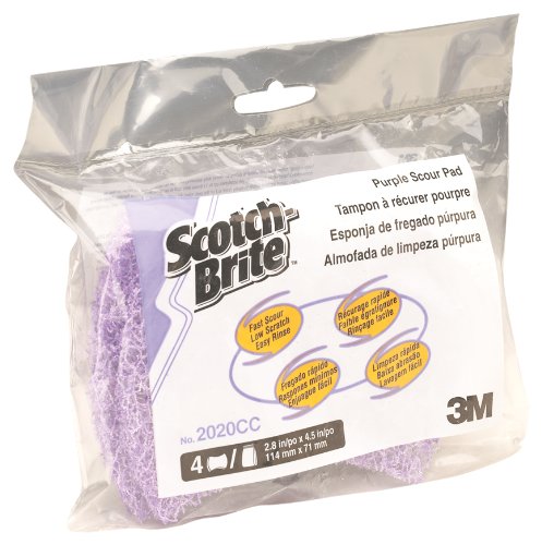 3M Scotch-Brite Purple Scouring Pad 2020CC, 2.8 in x 4.5 in, 4/Pack - Thumbnail 5