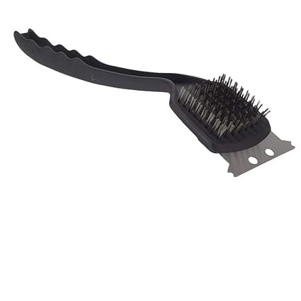 LOMESH BBQ Cleaning Brush with Stainless Steel Scrapper & Plastic Handle,BBQ Brush for Any Barbecue or Grill Cleaning(Black)