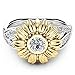 Produktbild YunYoud Exquisite Frauen zwei Ton Silber Floral Ring Runde Diamant Gold Sunflower Jewel Vergoldet Schnitt Sparking Zirkonia Einstellbare Jewels Damen-Ring Herbst Winter Kollektion