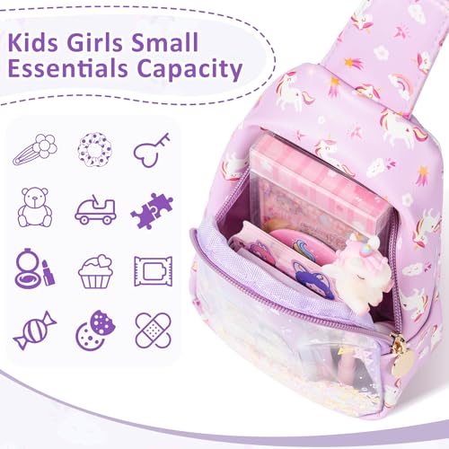 Image of COSHAYSOO Little Girls Unicorn Purse Cute Sling Crossbody Bag for Toddler Preschool Kids Girls, Graduation First Dance Recital Performance Gifts for 2 3 4 5 6 Year Old Girl Fashion Purple Accessories | Unicorn print