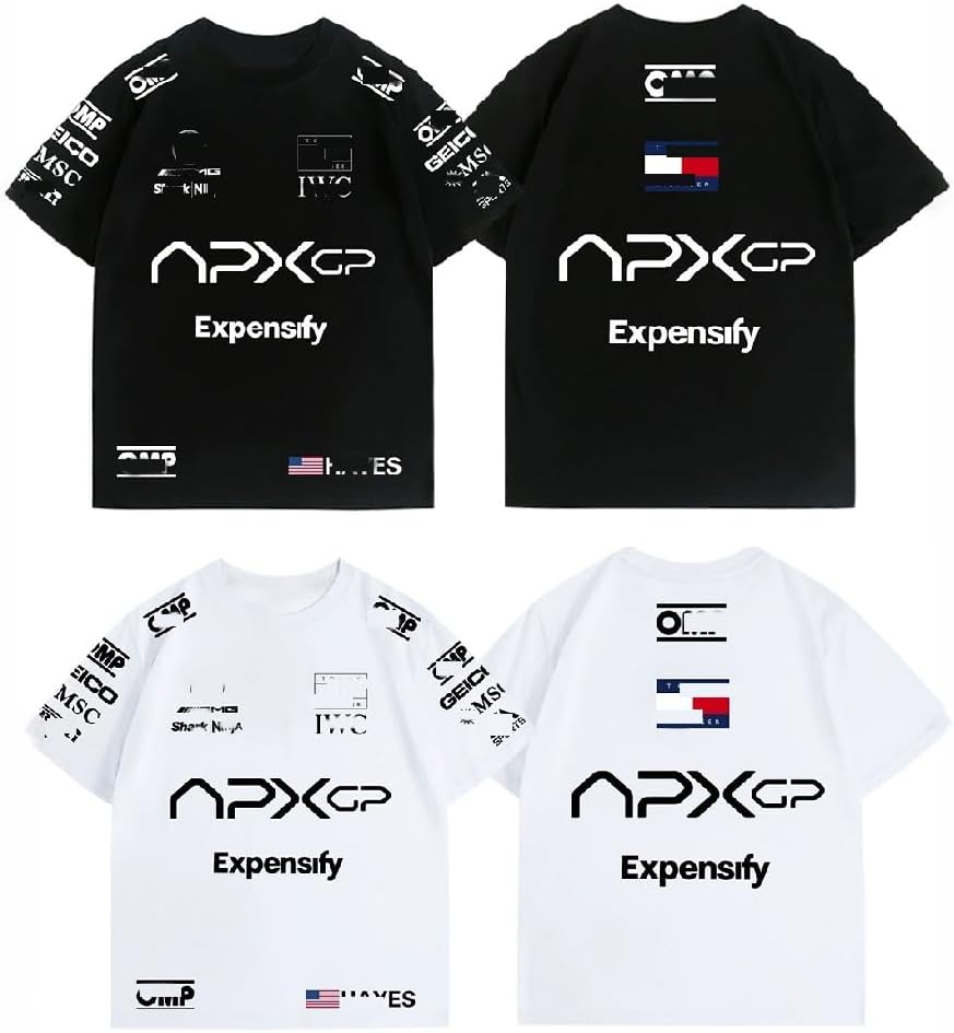 Short Sleeve T-shirt, F1 Speed Car, Movie, Blood Pitt, Adults, Kids, White, Black, Body Wash, Sweat Absorbent, Odor Resistant, Breathable, Soft, Inner, Spring, Autumn, Summer, Unisex, Casual