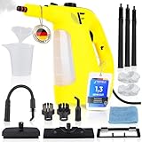 Neighbour's Friend® Dampfreiniger 2 in 1 mit Dampf Mop Funktion – Leistungsstarker Handdampfreiniger 1500W, 4m Kabel, 450ml Tank I Dampfreiniger Handgerät für Boden, Fenster, Bad, Teppich, Küche