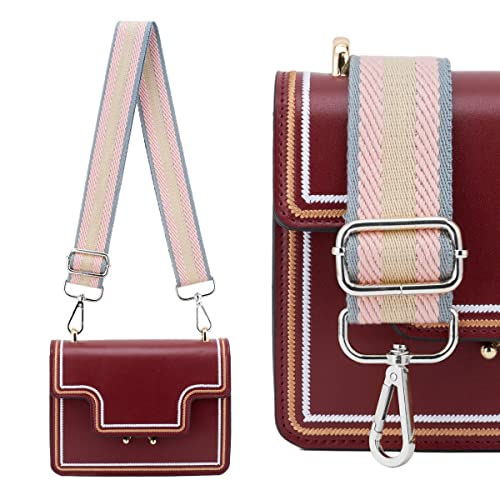 Image of Silvery Buckles Wide Shoulder Strap Adjustable Replacement Belt Crossbody Canvas Bag Handbag