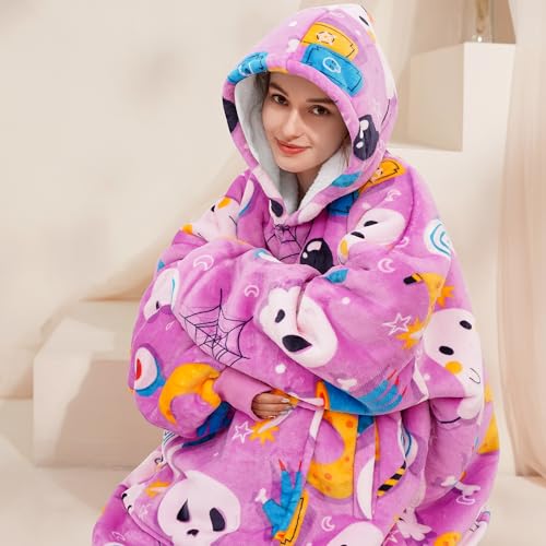 Narecte Übergroße Decke mit Kapuze für Damen, tragbare Decke für Erwachsene, riesiger Kapuzenpullover, gemütliches Sweatshirt… – Ansicht 5