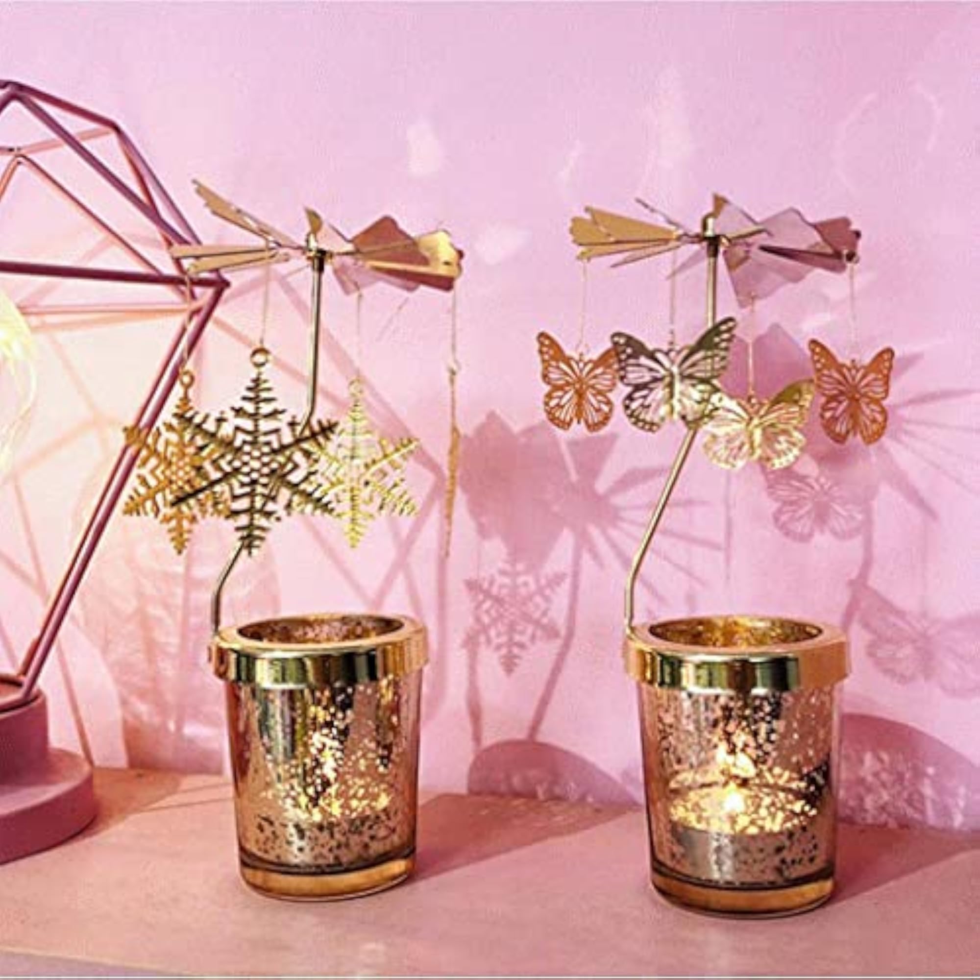 Romantic Rotating Candle Holder Stand, Spinning Tealight Candlestick