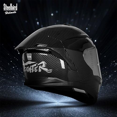 Image of Steelbird SBH-57 Fighter F11 Helmet ISI and DOT Certified Full Face Helmet for Men with Inner Silver Sun Shield