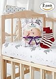 Crib Sheets - 2 Pack Fitted Crib Sheet Set - for Baby Girl & Boy as Toddler, Infant - Jersey Cotton Mattress Covers for Bed - Elephants & Arrows Unisex Bedding Style - Nice Shower Gift
