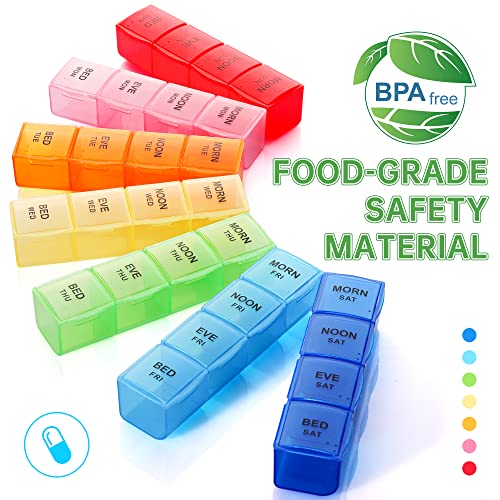 Vmvn Pill Box 7 Day, Xl Large Pill Cases Organizers,Weekly Pill Container Am/Pm Medicine Organizer，Removable 4 Times A Day Pill Holder #TOP2