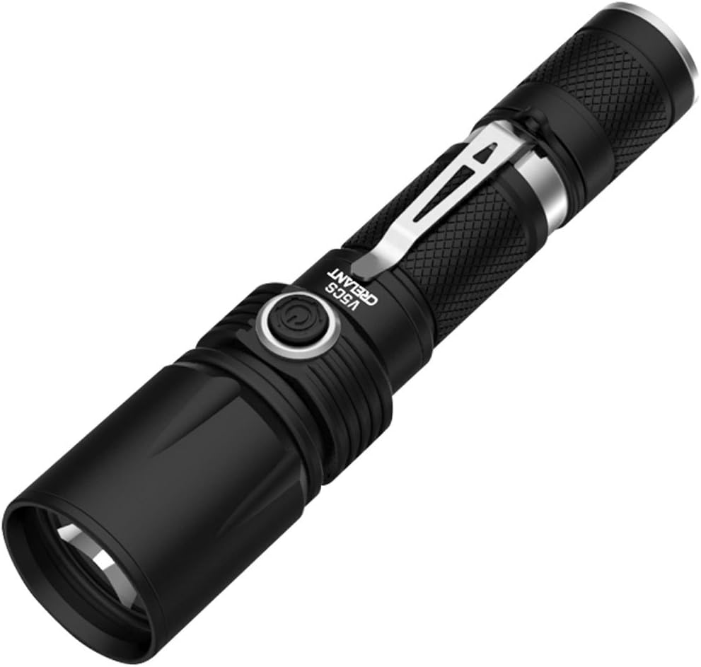 V5CS EDC LED Flashlight Tactical Torch CREE XM-L2 1052 Lumens Ultra Bright IPX-8 Waterproof Compact Size (V5CS Cool White)